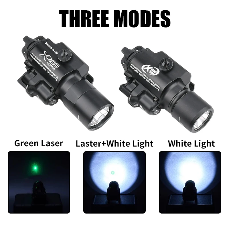 Linterna táctica WADSN SureFire para pistola con láser rojo y verde - imagen 3