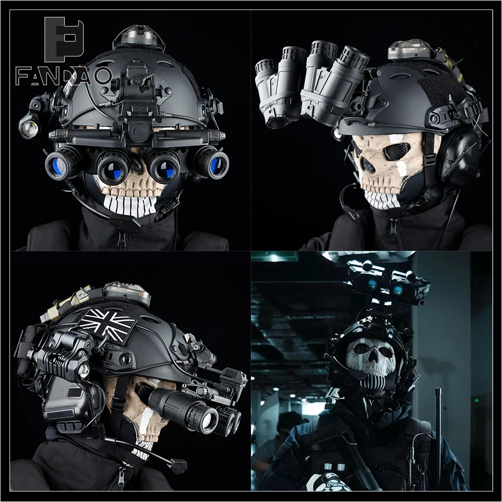 Casco táctico Airsoft NVG calavera fantasma con luz de señal