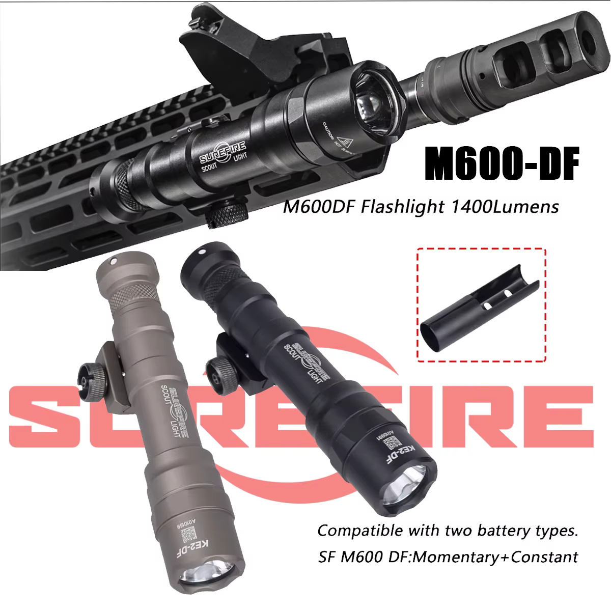 Linterna táctica Surefire M600DF 1400 lúmenes riel Picatinny - imagen 5