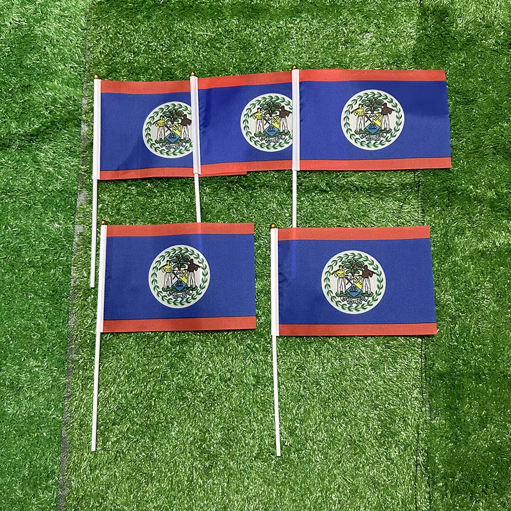 Bandera de mano de Belice con asta de plástico