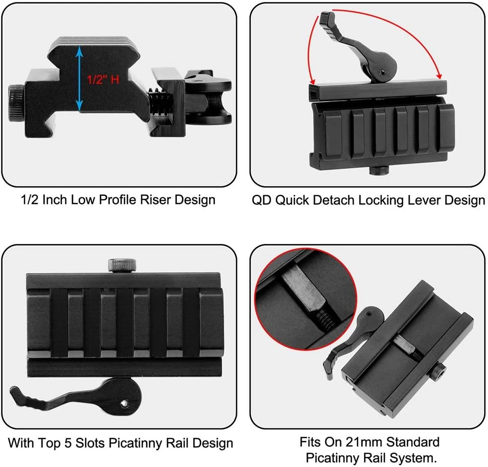 Adaptador riel Picatinny QD de liberación rápida aluminio bajo - imagen 3
