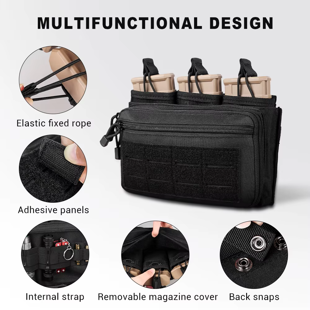 Bolsa MOLLE triple para revistas 5,56/7,62mm con tapa abierta - imagen 2