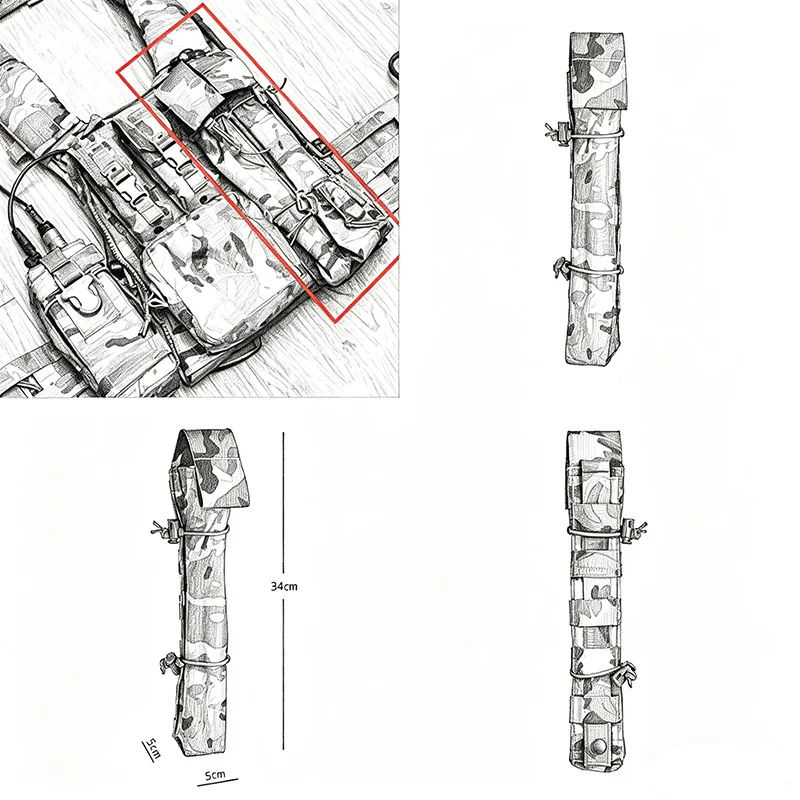 Bolsa MOLLE táctica larga multiusos para herramientas exterior - imagen 2