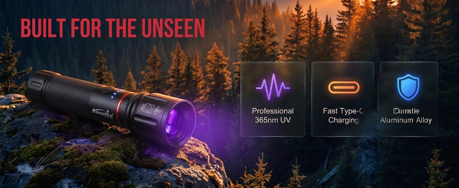 Linterna UV de doble fuente 365 nm/395 nm