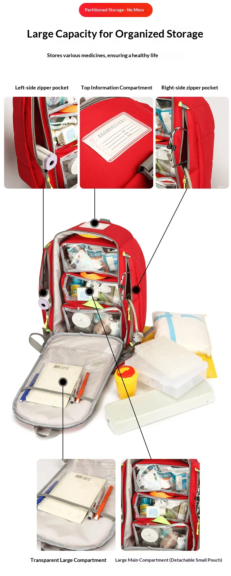Bolsa compacta para organizar equipo de primeros auxilios