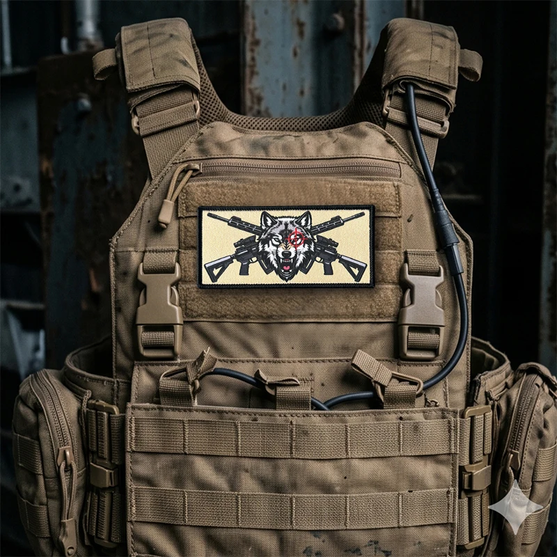 Parche táctico Lobo Solitario cruces de rifle retícula roja velcro - imagen 5