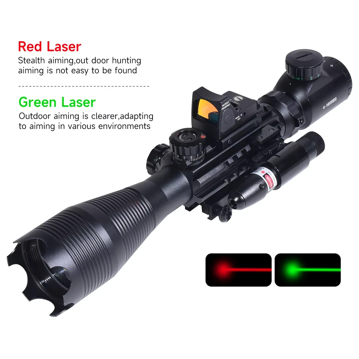 Mira telescópica para rifle con retícula roja y verde - imagen 4