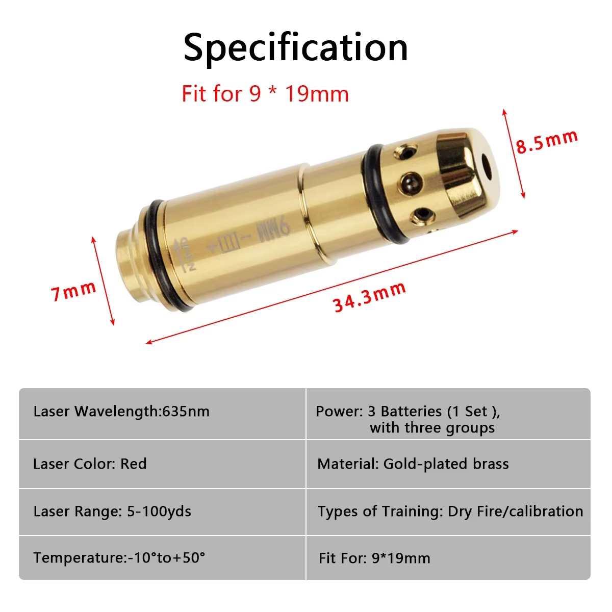 Cartucho de entrenamiento láser multi-calibre 9mm/.223Rem - bala seca - imagen 2