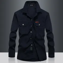 Camisa cargo táctica de algodón corte holgado para hombre militar