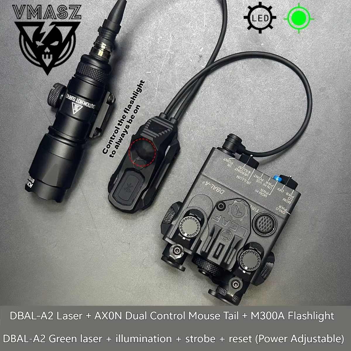 DBAL A2 – Láser táctico rojo verde con interruptor - imagen 2