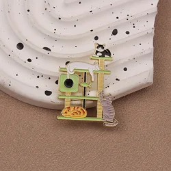 Broche metálico gato en árbol, compacto y lindo para traje