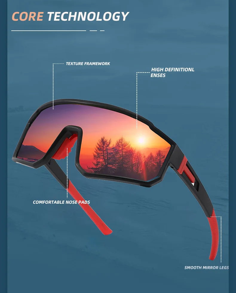 Vista de las gafas con diseño deportivo para exteriores