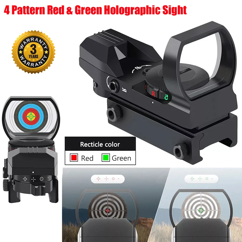 HD101 mira holográfica punto rojo y verde con retículas riel Picatinny - imagen 3