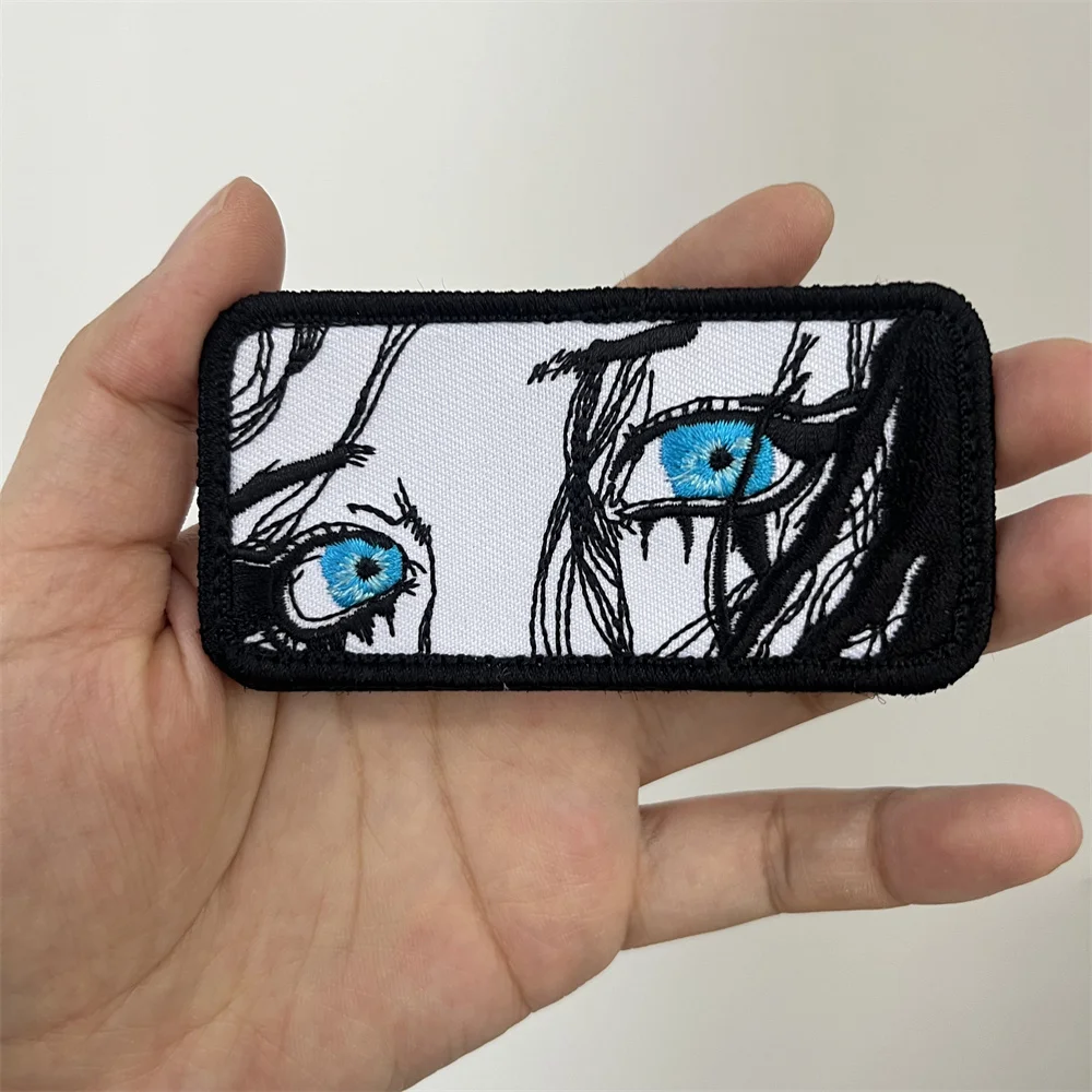 Parche bordado anime japonés ojos de niña - gancho y bucle para ropa - imagen 3