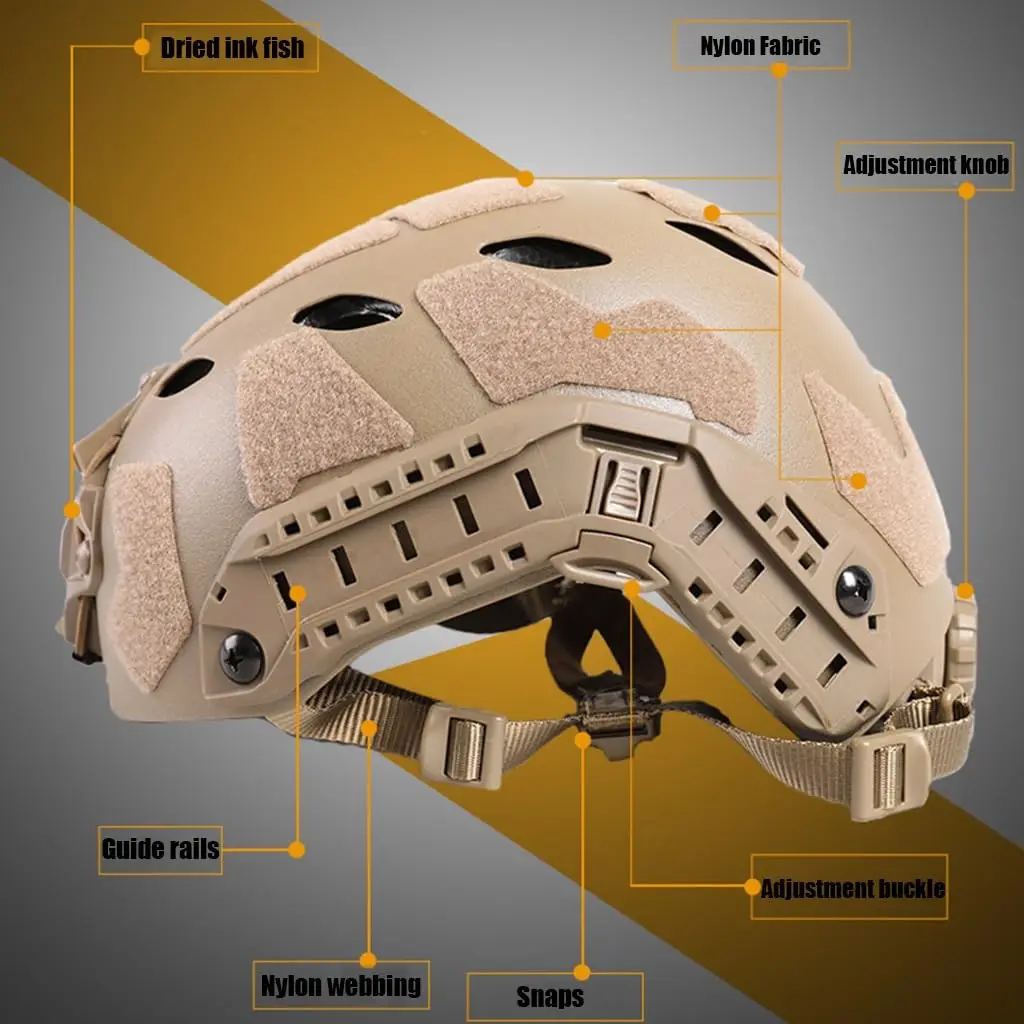 Casco táctico con auriculares, luz, NVG simulados y gafas Airsoft - imagen 5