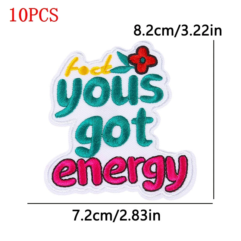 Parche termoadhesivo bordado letras energéticas para planchar - imagen 3
