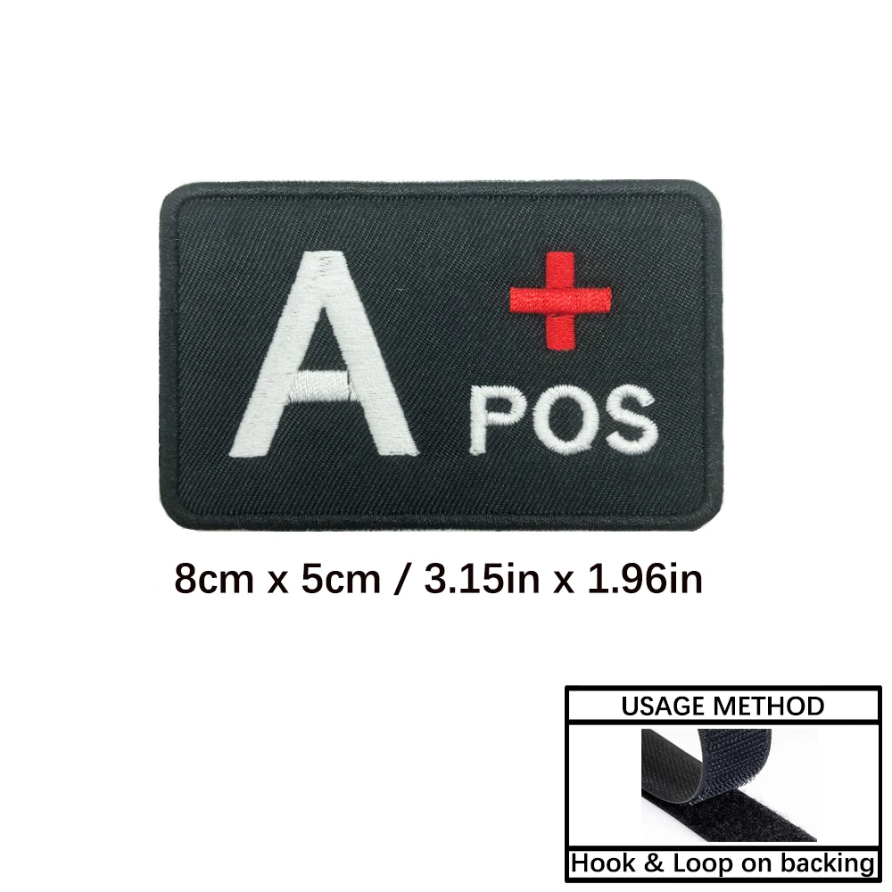 Parche bordado grupo sanguíneo – Insignia táctica militar velcro - imagen 3