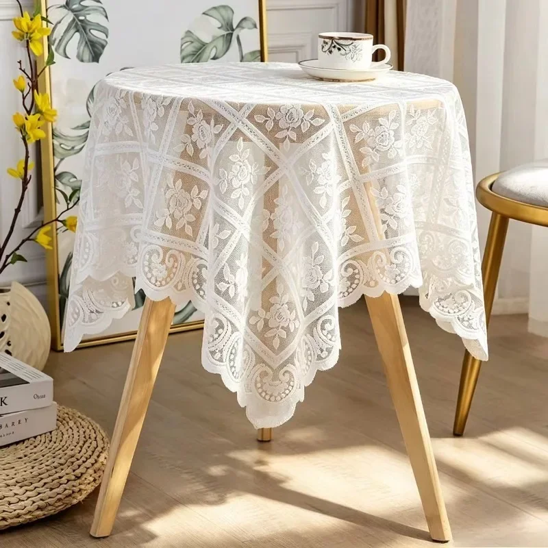 Mantel de encaje beige antideslizante para sofá, retro lujo ligero - imagen 4
