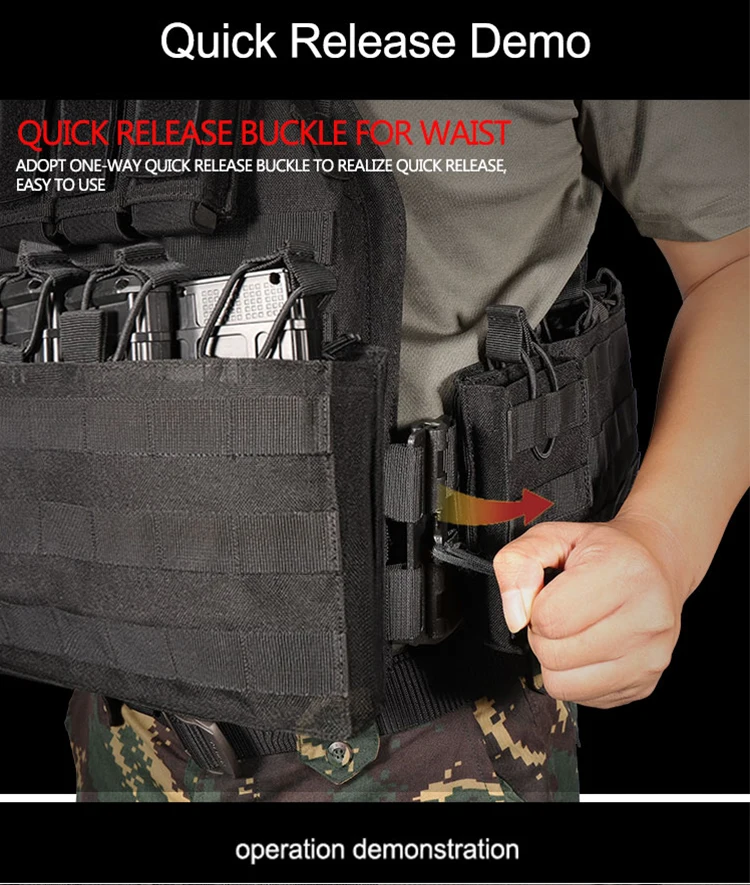 Chaleco táctico YAKEDA de caza con MOLLE y liberación rápida ajustable - imagen 4
