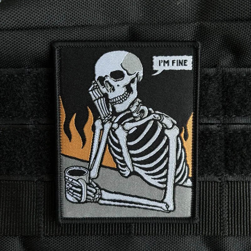 Parche táctico bordado calavera fina con velcro para mochila militar - imagen 3