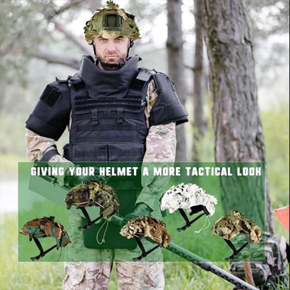 Funda táctica para casco camuflaje hojas, malla transpirable
