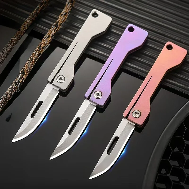 Cuchillo plegable táctico EDC titanio – Hoja D2 para camping y outdoor - imagen 3