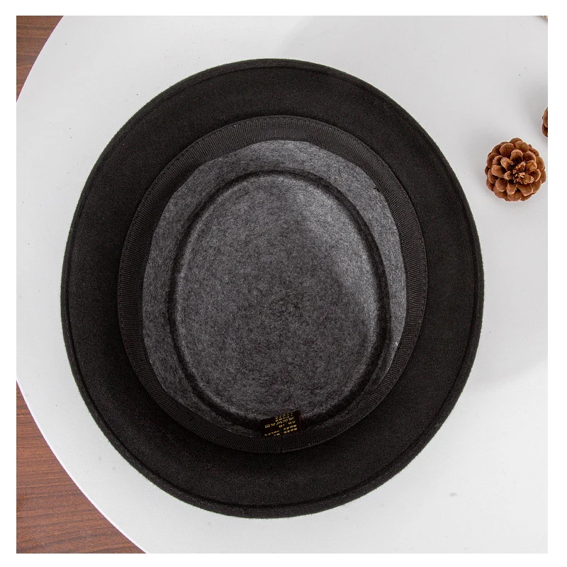 Sombrero fedora de lana para mujer con ala curvada y lazo - imagen 2