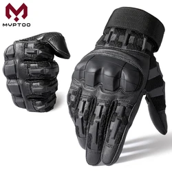 Guantes tácticos de cuero con dedos completos para pantalla táctil