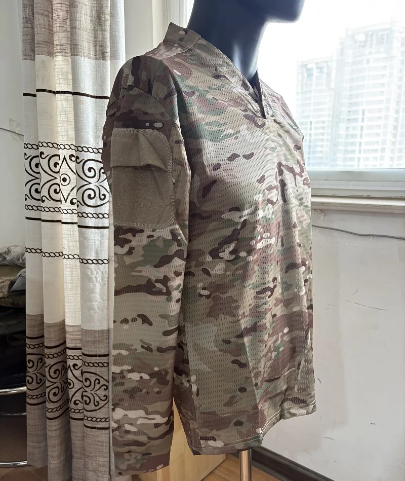 Camiseta táctica secado rápido cuello en V manga larga o corta