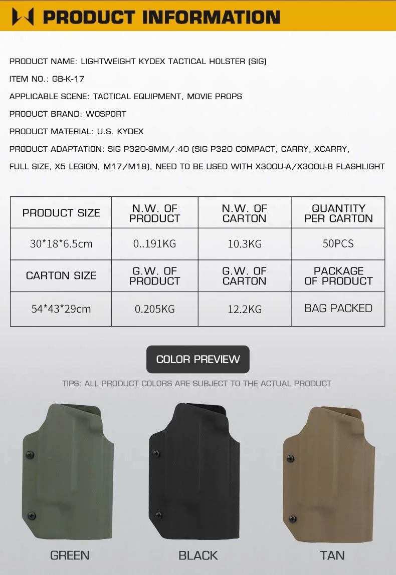 Detalle de la funda compatible con Sig P320