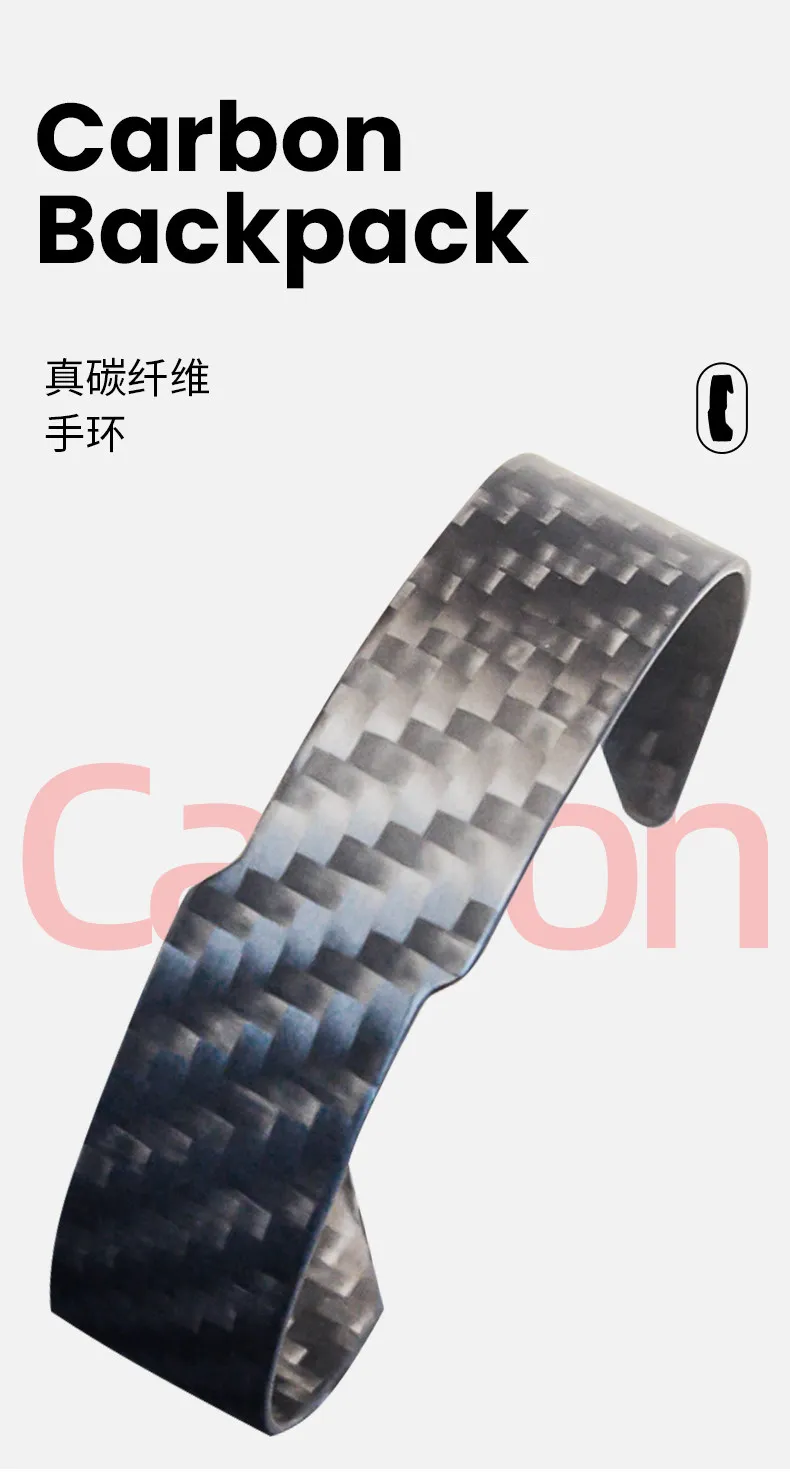 Detalle de la pulsera de fibra de carbono