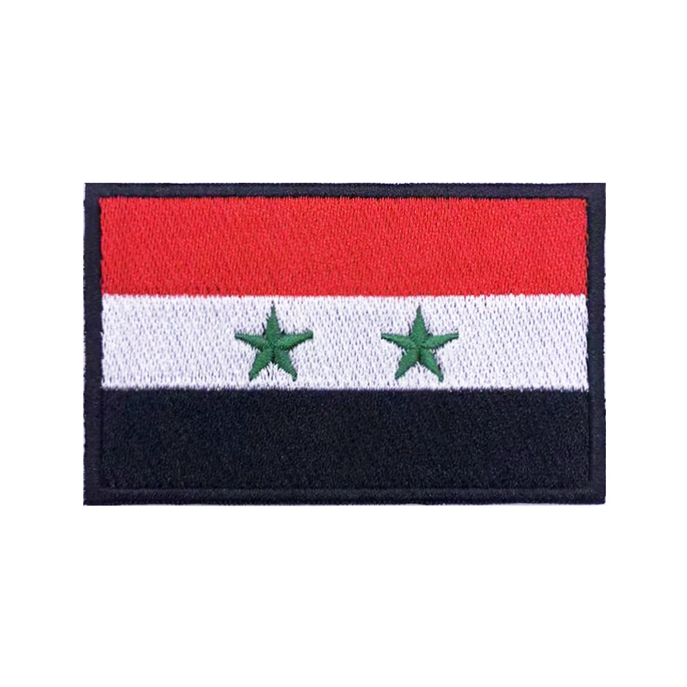 Parche bordado táctico bandera Siria con velcro gancho y bucle - imagen 4