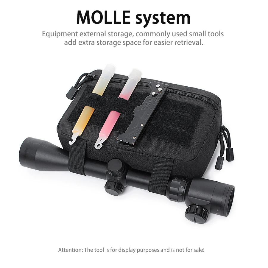 Riñonera táctica MOLLE portátil con panel adhesivo y correas - imagen 3