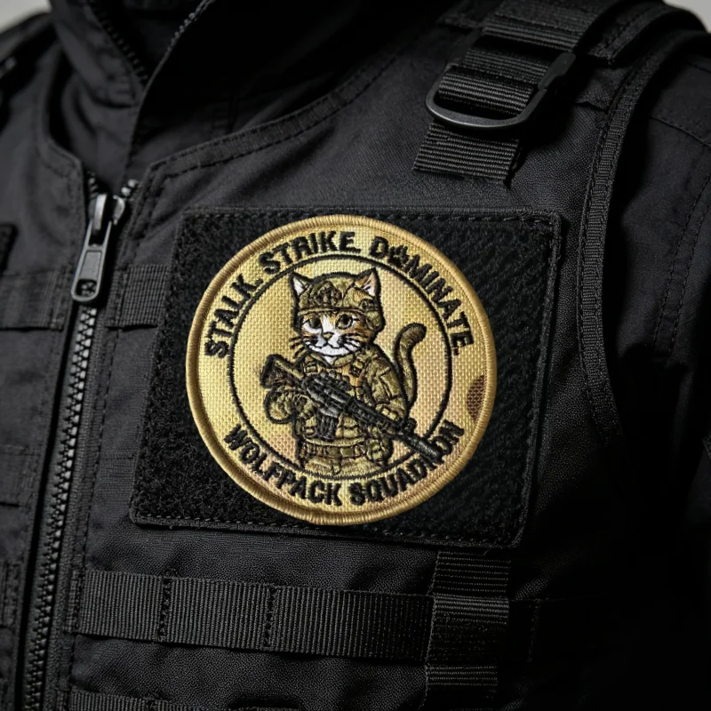 Cat Operator Parche táctico bordado con velcro para chaleco - imagen 4