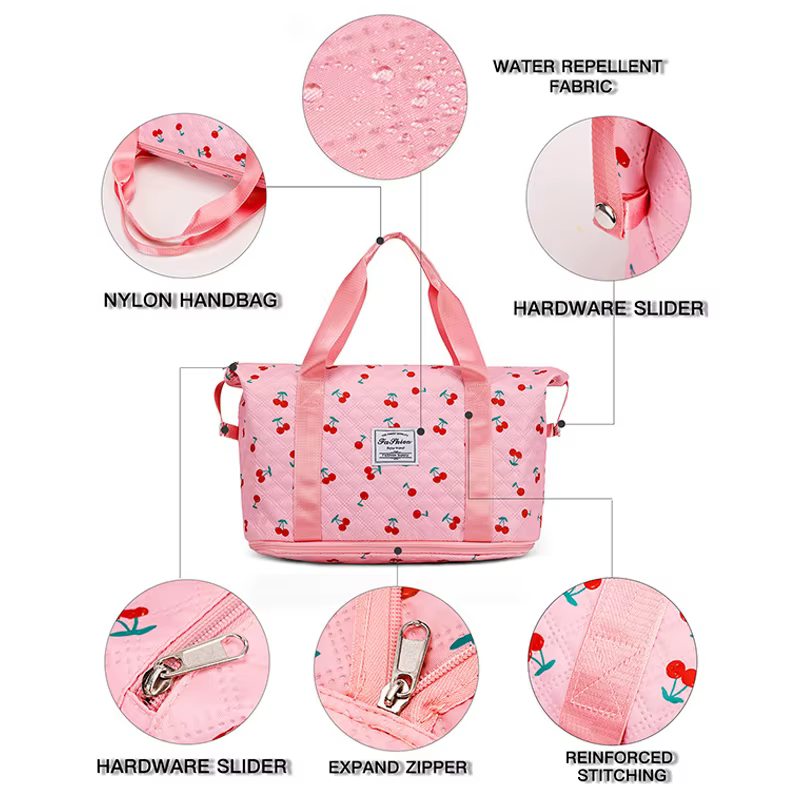 Bolsa nailon fresa cereza mujer – Camping senderismo gimnasio yoga - imagen 4