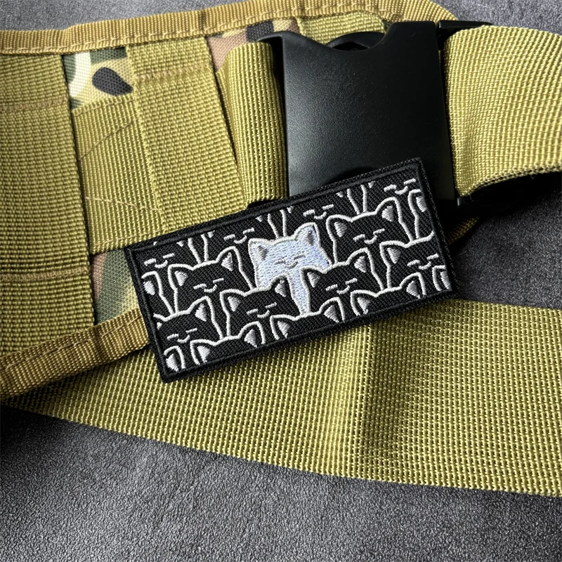 Parche táctico bordado gato negro gancho y bucle para ropa, mochila - imagen 2