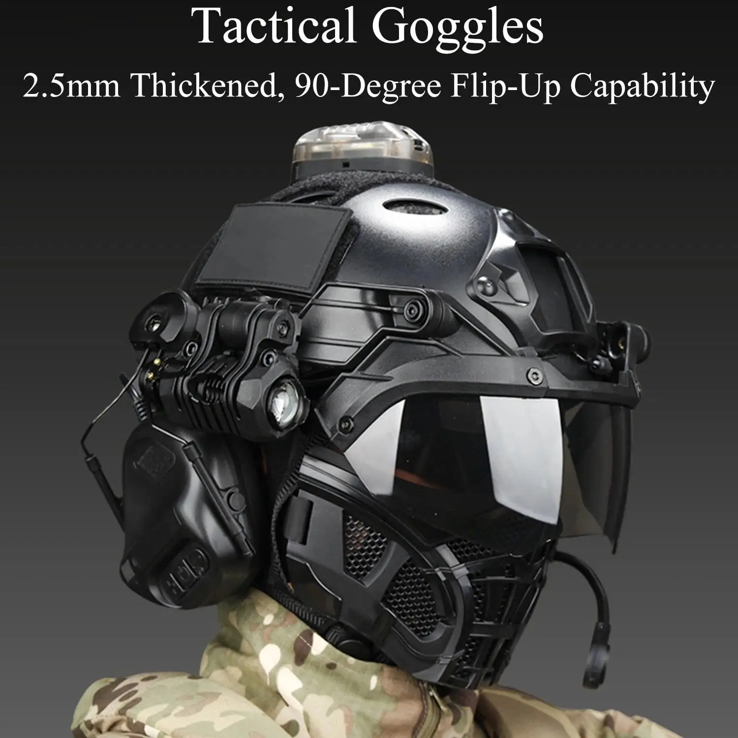 Casco táctico Airsoft con protección facial completa y auriculares - imagen 2