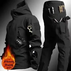 Conjunto táctico de invierno impermeable y antiviento con capucha