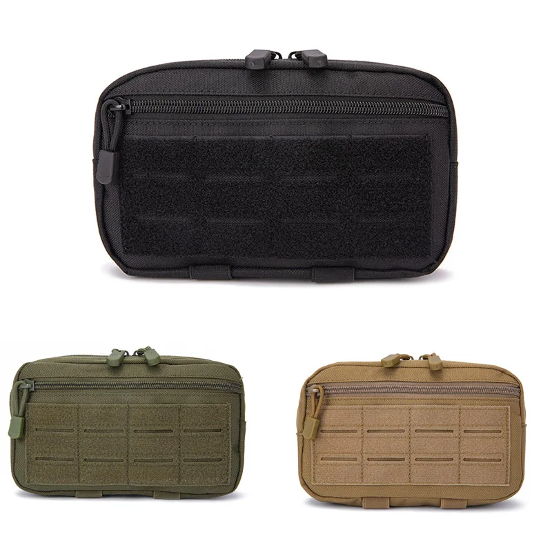 Vista frontal de la bolsa táctica Molle EDC negra