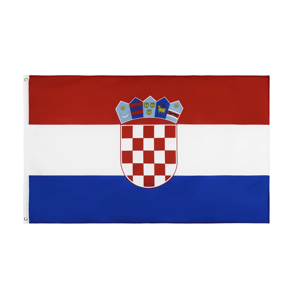 Bandera hr hr hrv Hrvatska croacia vista frontal mostrando los colores y escudo