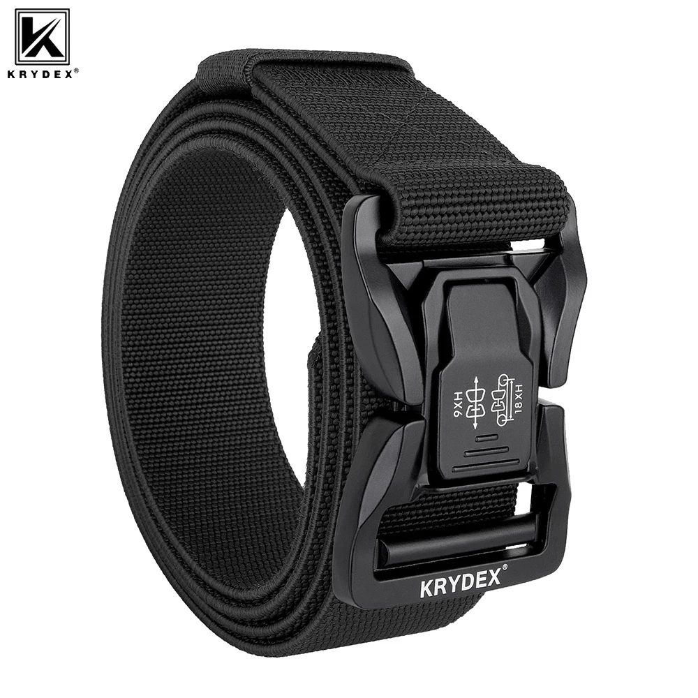 Cinturón táctico KRYDEX de nylon elástico con hebilla rápida