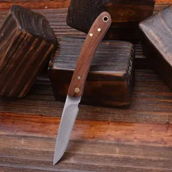 Cuchillo plegable de madera maciza para pelar frutas camping