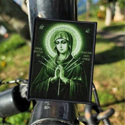 Parche táctico Virgen María con gancho y bucle para mochila