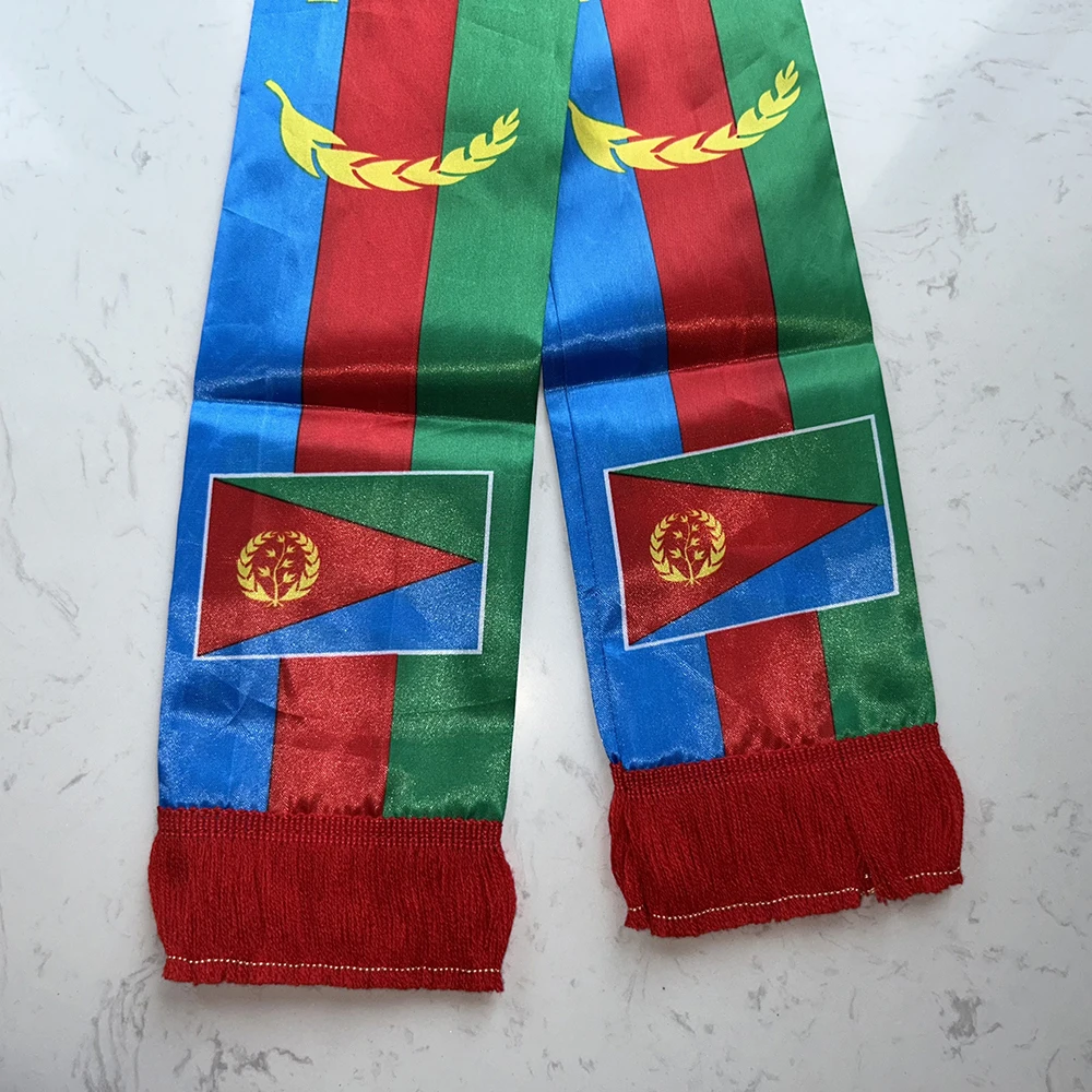 Bufanda fútbol bandera Eritrea satén con borlas por ambos lados - imagen 5