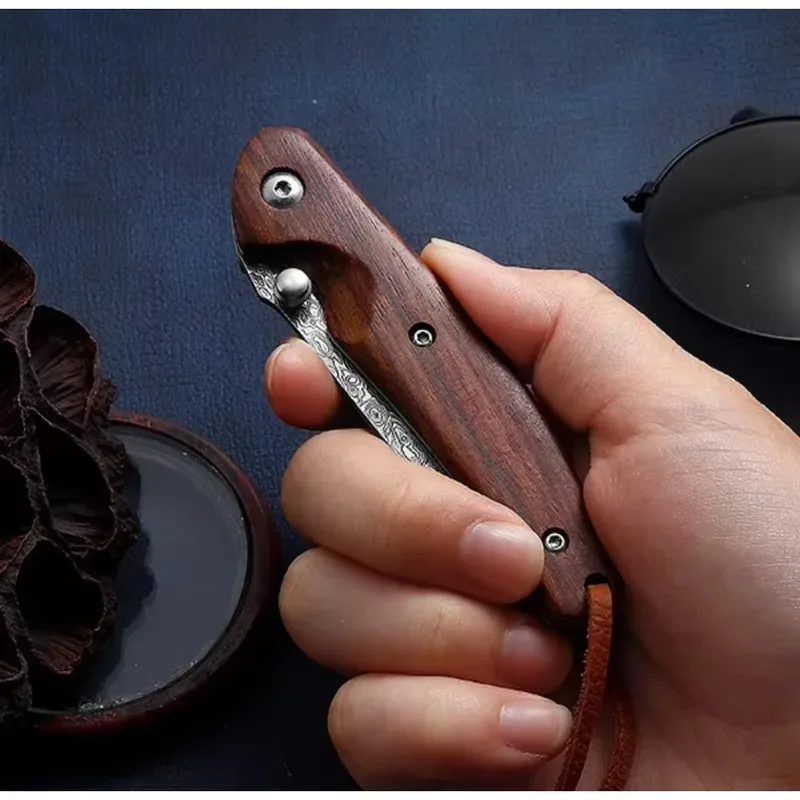 Navaja plegable acero de damasco – para caza, pesca y senderismo - imagen 5