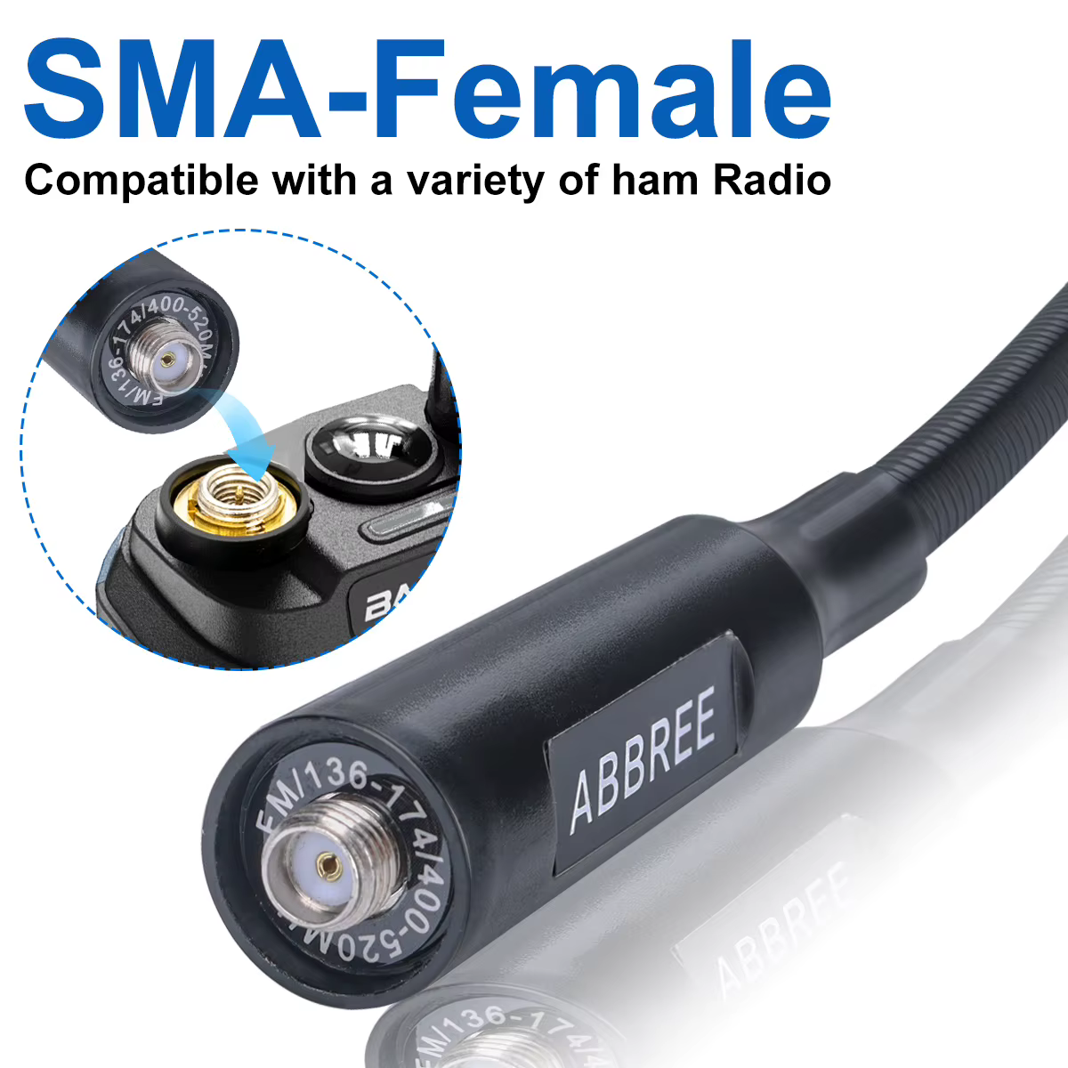 ABBREE AR-166 Antena walkie talkie alta ganancia cuello cisne UHF VHF - imagen 5