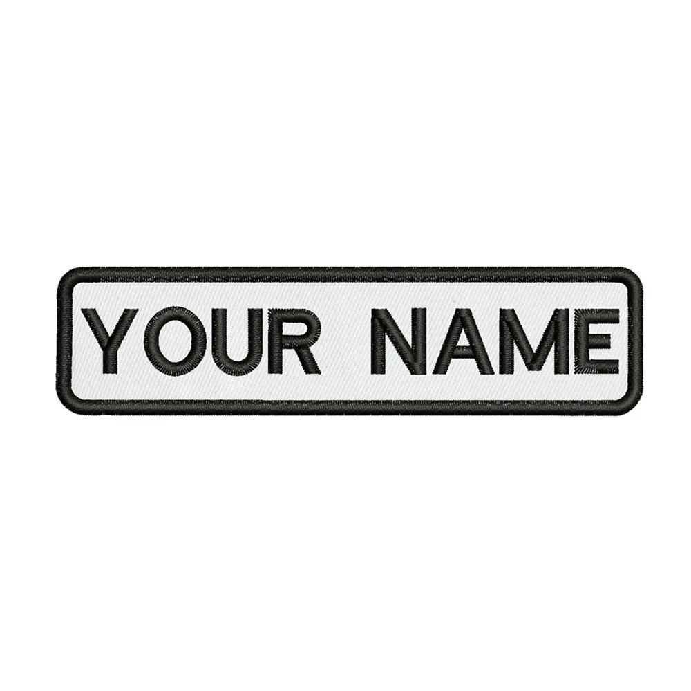 Parche bordado nombre personalizado fondo blanco 10x2,5 cm rayas - imagen 4