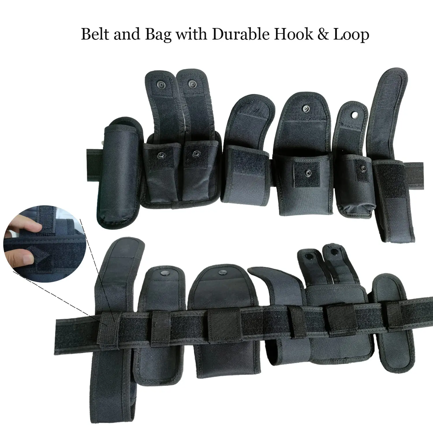 Cinturón táctico Oxford de lona hombre con bolsillos y funda - imagen 3