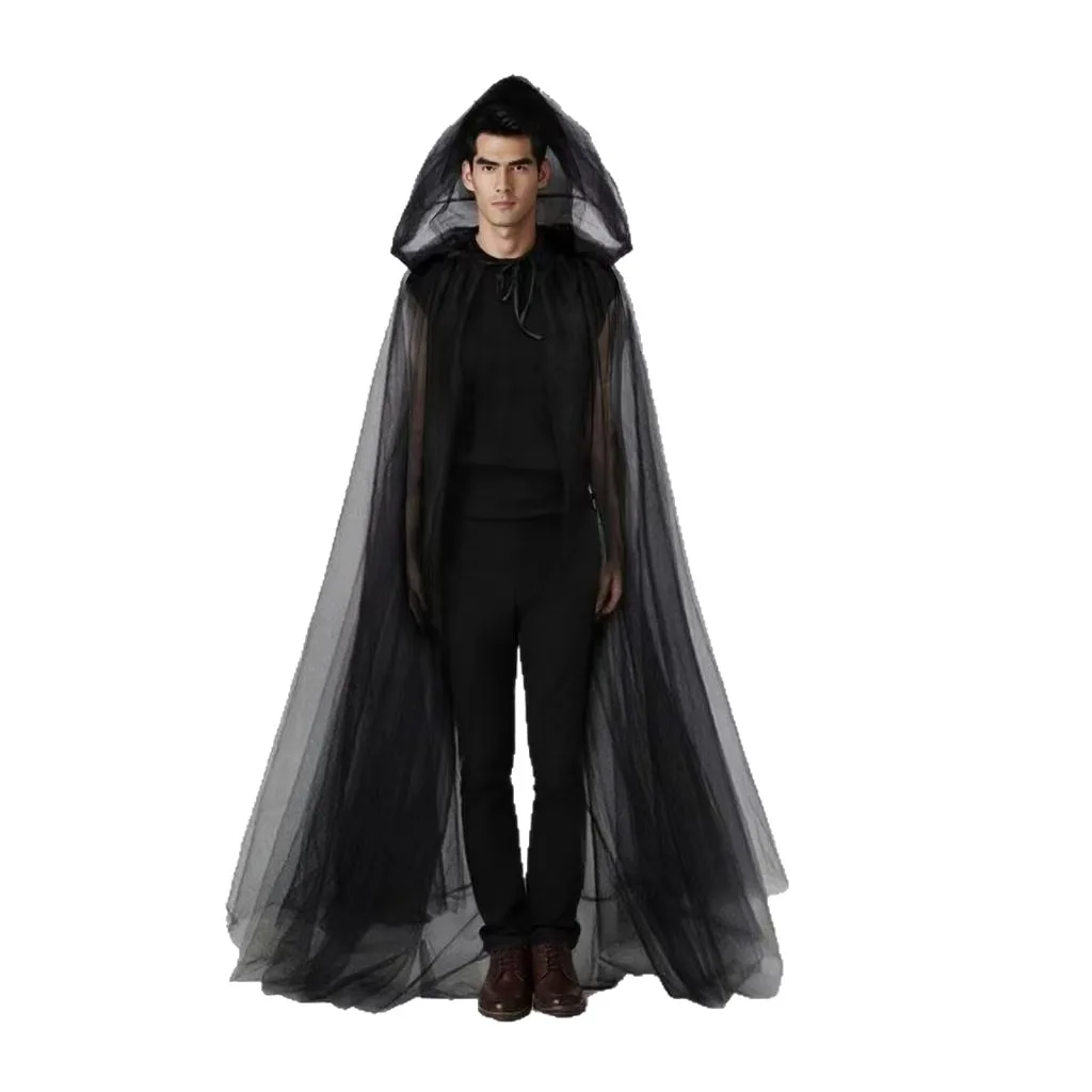 Disfraz de bruja con capa negra de Halloween para vestir - imagen 5