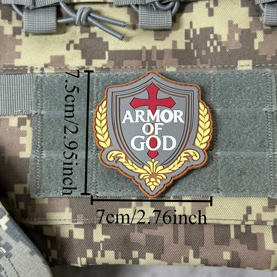 Parche táctico PVC 3D escudo cruz cristiana velcro - imagen 2